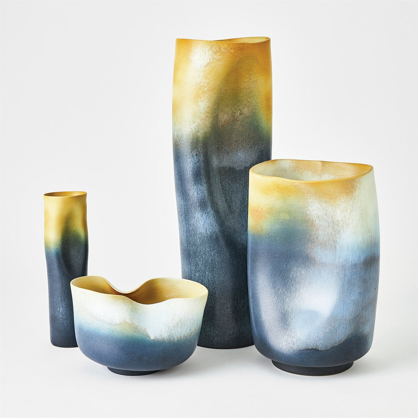 Indent Vase - Grey/Yellow Small