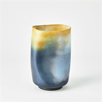 Indent Vase - Grey/Yellow Small