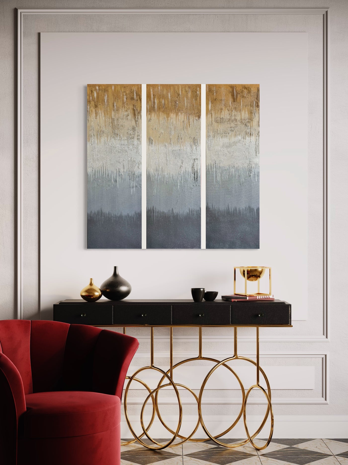 Immersive Reflection Triptych - 36”W x 36”H