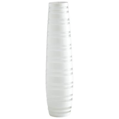 White Matte Stripe Vase - Medium