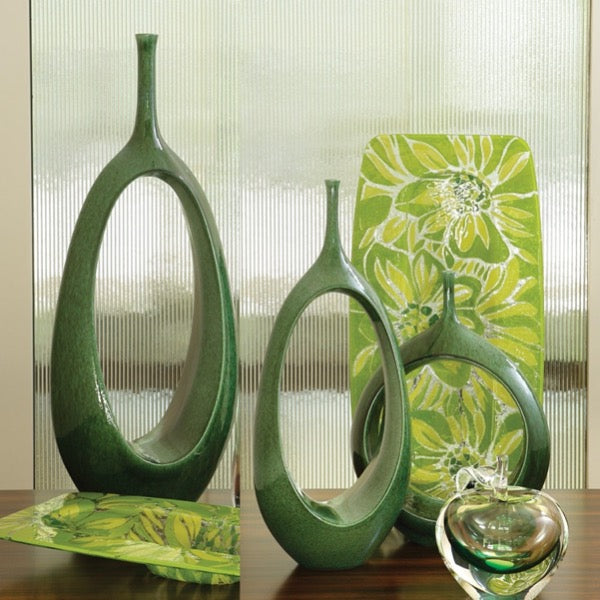 Open Oval Ring Vase Emerald - Medium