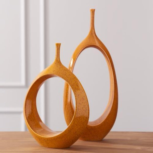Open Oval Ring Vase - Orange