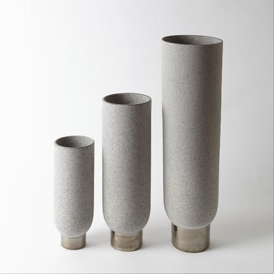 Silver Banded Vase Grey- Large