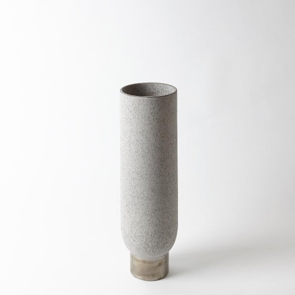 Silver Banded Vase Grey- Medium
