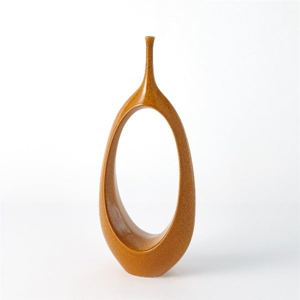 Open Oval Ring Vase - Orange