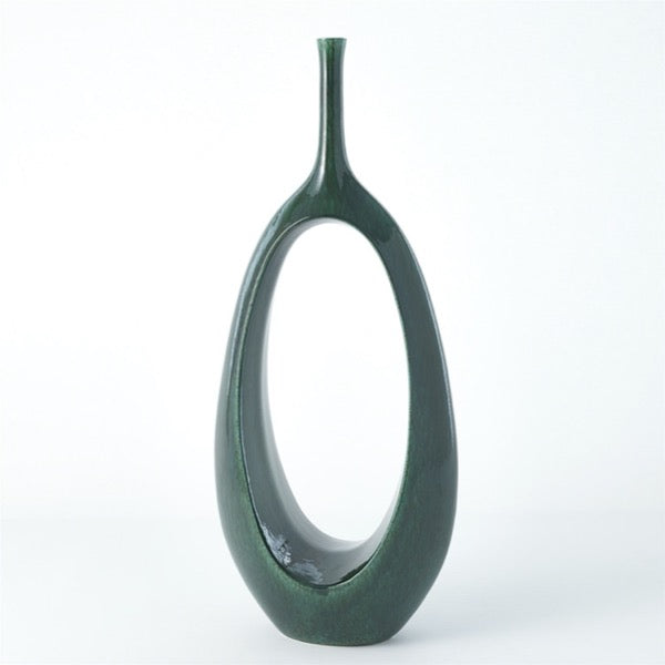 Open Oval Ring Vase Emerald - Medium