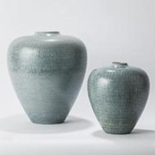 Bulbous Silver Blue Vase - Large